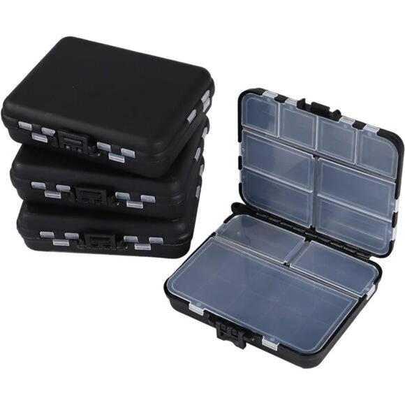 Small Plastic Tackle Box Set of 4 Fishing Organizer Storage Containers with Lids - Picture 1 of 7